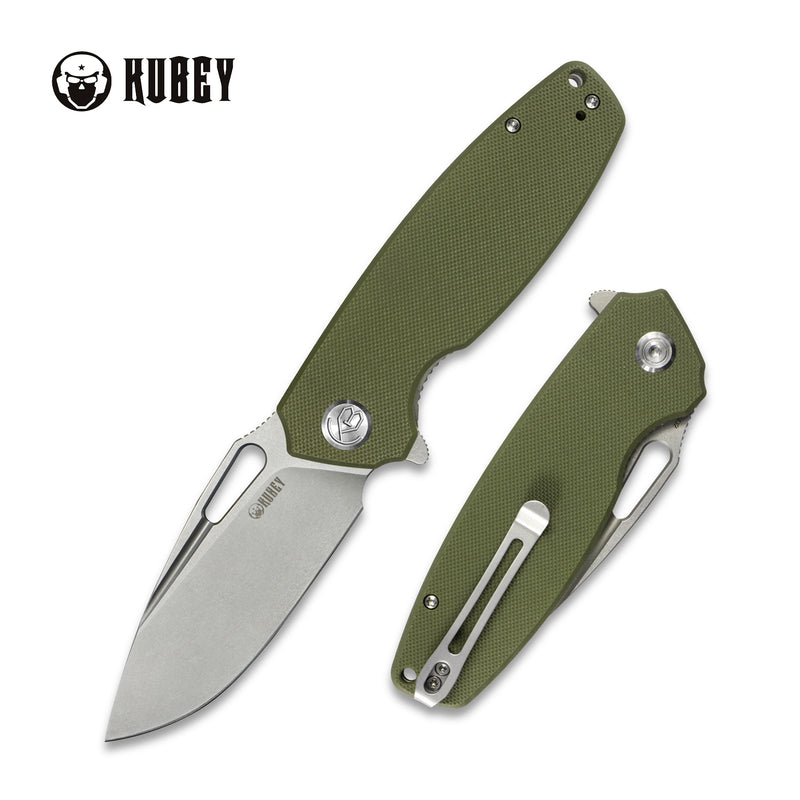 Tityus Liner Lock Flipper Folding Knife Green G10 Handle Paring knives 3.39" Bead Blasted D2 KU322B