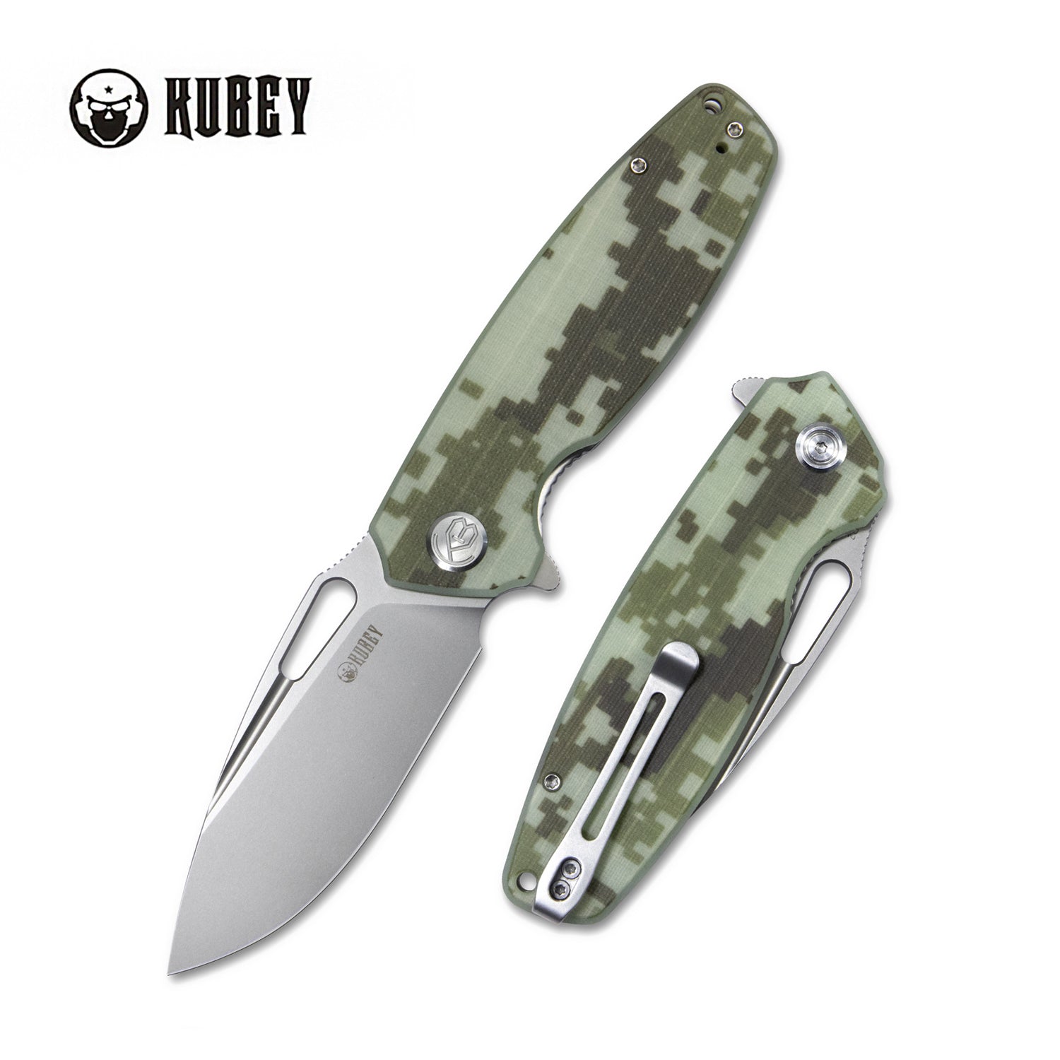 Tityus Liner Lock Flipper Folding Knife Camo G10 Handle 3.39" Bead Blasted D2 KU322K