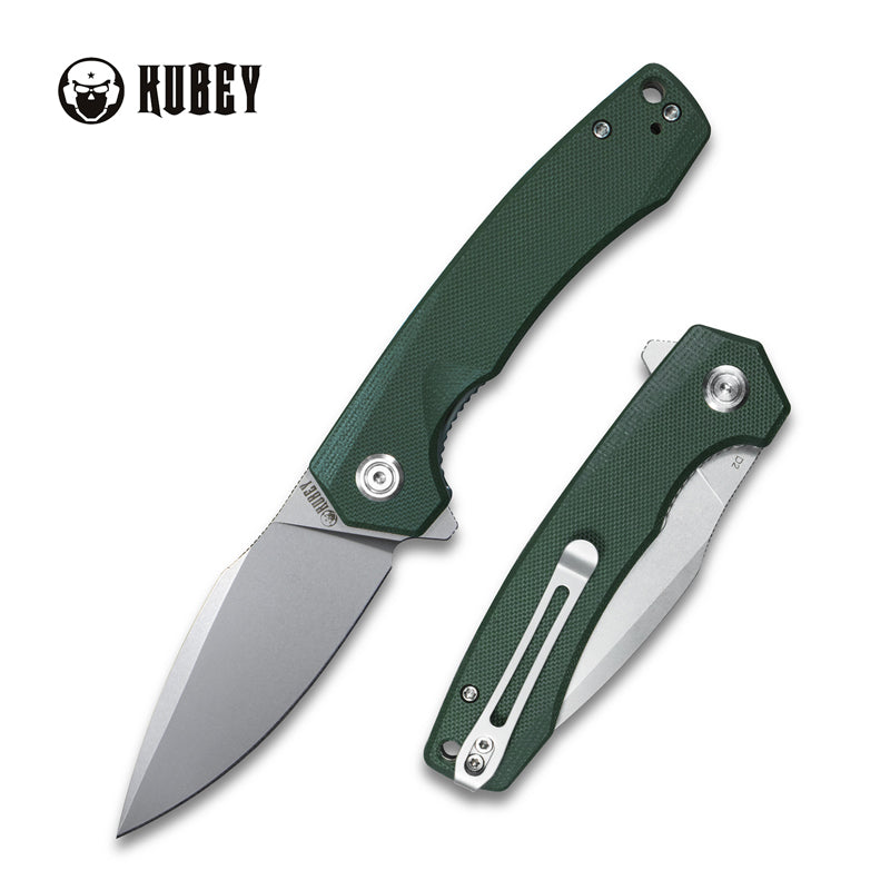 Calyce Liner Lock Flipper Folding Knife Green G10 Handle 3.27" Bead Blasted D2 KU901G