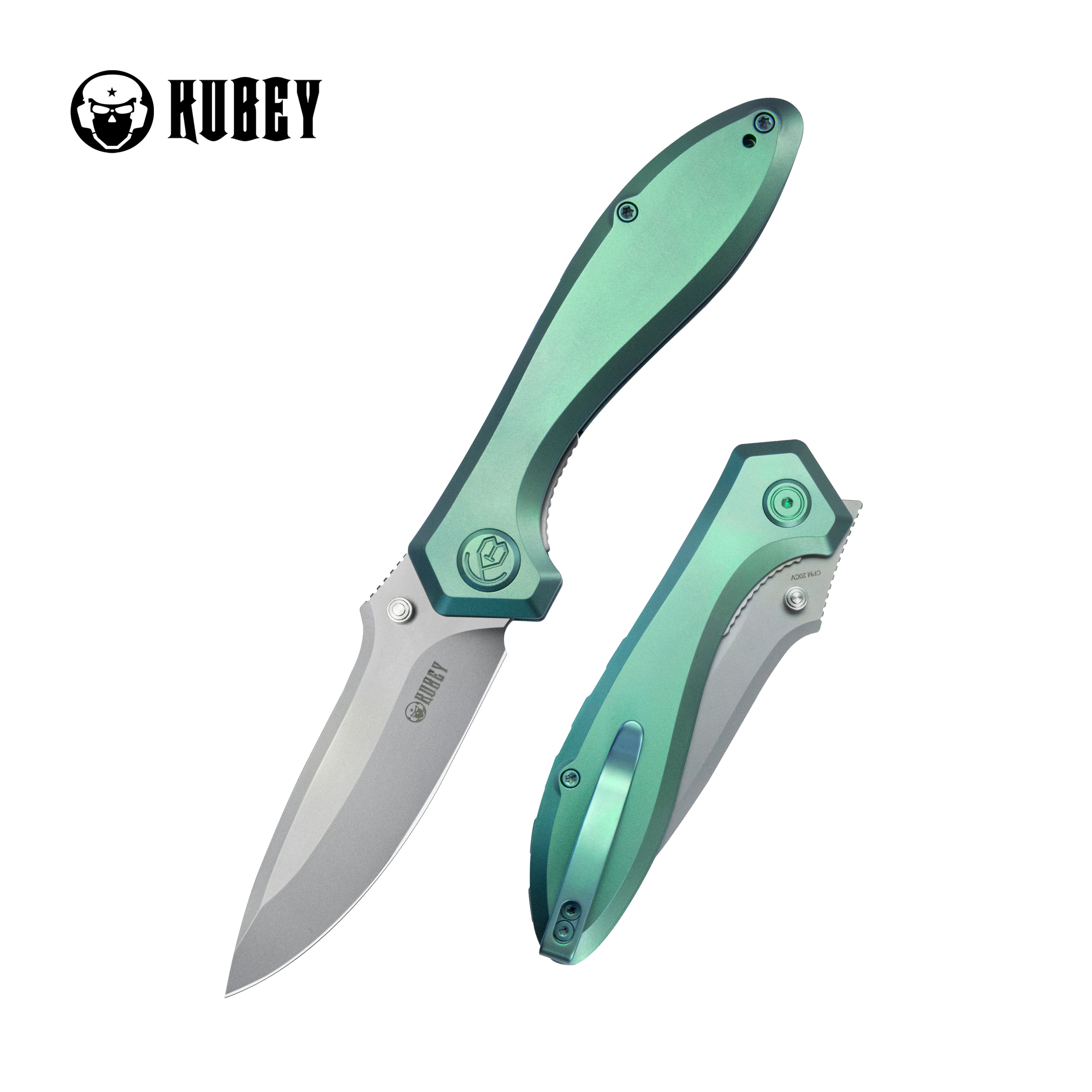 Ruckus Liner Lock Folding Knife Green Ti Handle 3.31