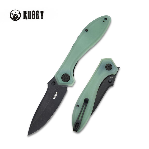 Ruckus Liner Lock Folding Knife Jade G10 Handle Vegetable knives 3.31" Dark Stonewashed AUS-10 KU314C