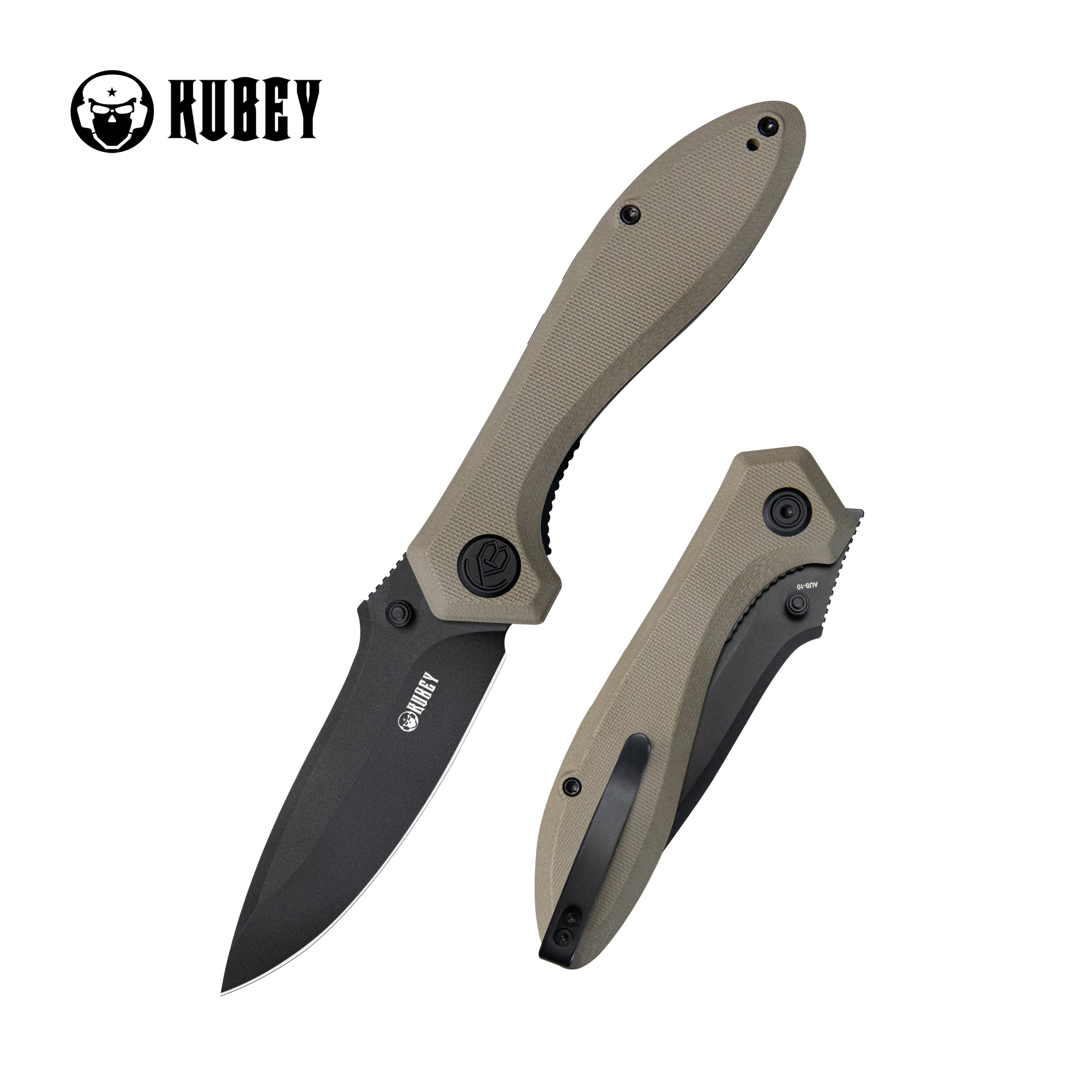 Ruckus Liner Lock Folding Knife Tan G10 Handle 3.31" Blackwashed AUS-10 KU314K