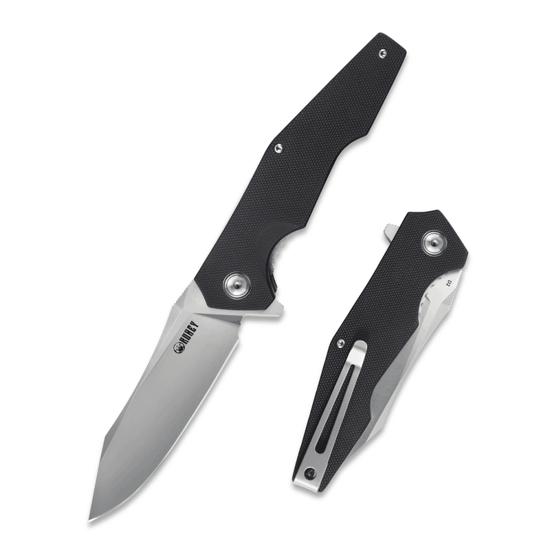 KUBEY Liner Lock Folding Pocket Knife Black G10 Handle (3.4'' Stain D2) KU161 (US ONLY)